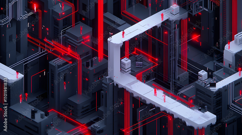 Poster digital art event depicting futuristic cityscape abstract environment high-tech perspective conceptu
