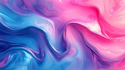 Abstract Fluid Art with Vibrant Pink and Blue Swirls Creating a Mesmerizing and Dynamic Visual Experience