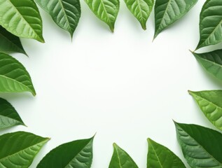 Floral frame template. Green leaves border. Leaf frame banner