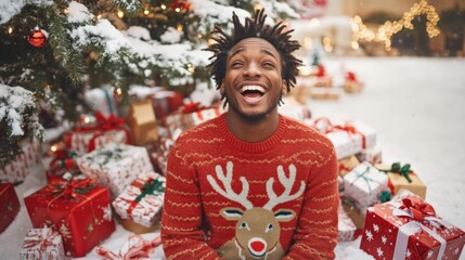 Joyful Holiday Spirit with Gifts and Snow