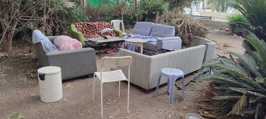 table and chairs in a garden