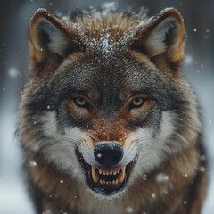 Fototapeta premium wolf, tier, wild, hund, grau, säugetier, wild lebende tiere, raubtier, grau, natur, canino, wolf, kopf, fell, gesicht, portrait, tierpark, wolf, fleischfresser, schnee, winter, auge, tier