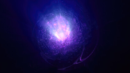 A vivid purple sphere of light radiates from the center, creating a captivating abstract design. Ideal for creative, spiritual, or energy-focused visuals