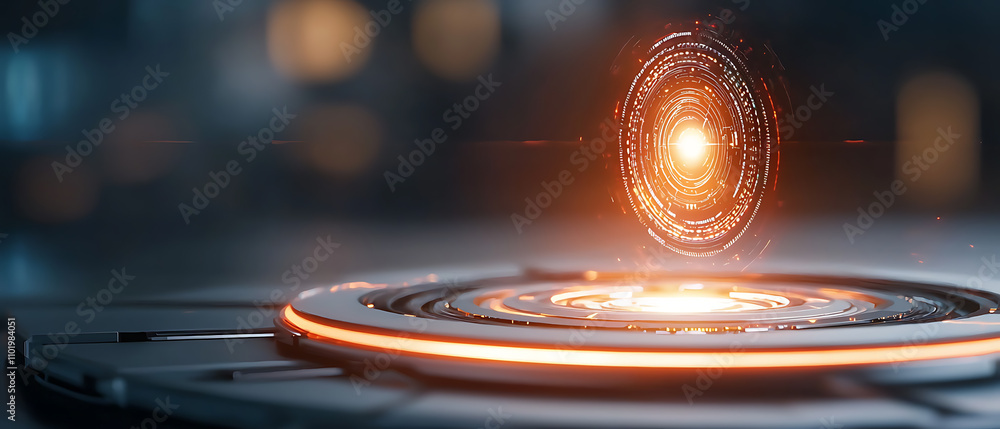 Poster hologram ai defense shield activation digital environment alert notification futuristic technology d