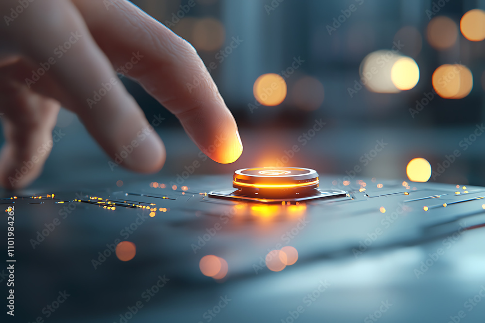 Poster ai response system activation modern technology lab digital interface futuristic environment close-u