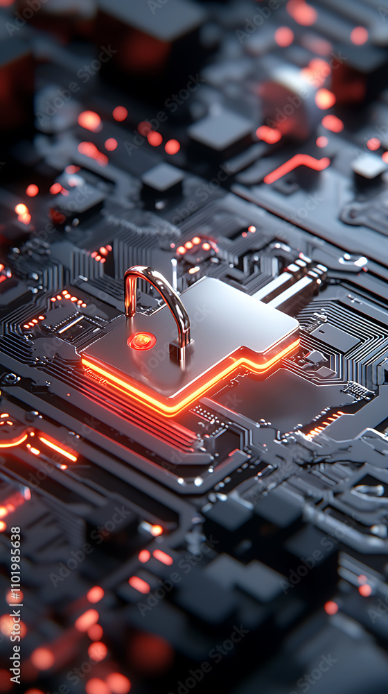 Poster hologram quantum key storage in a secure neon environment technology concept digital viewpoint