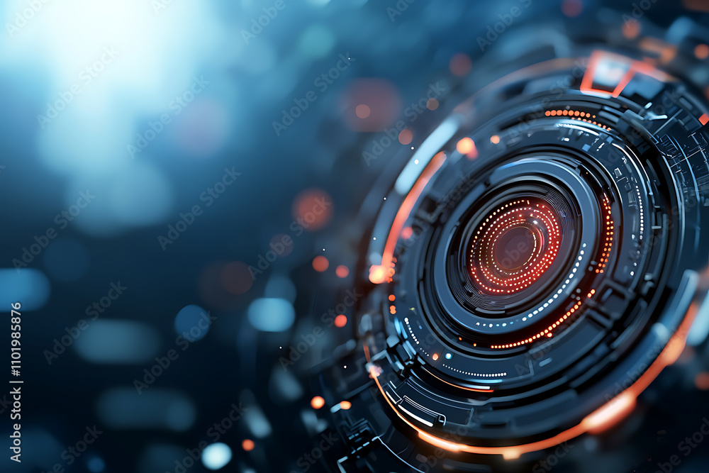 Poster holographic ai security alert system cyber defense setting digital art futuristic environment close-