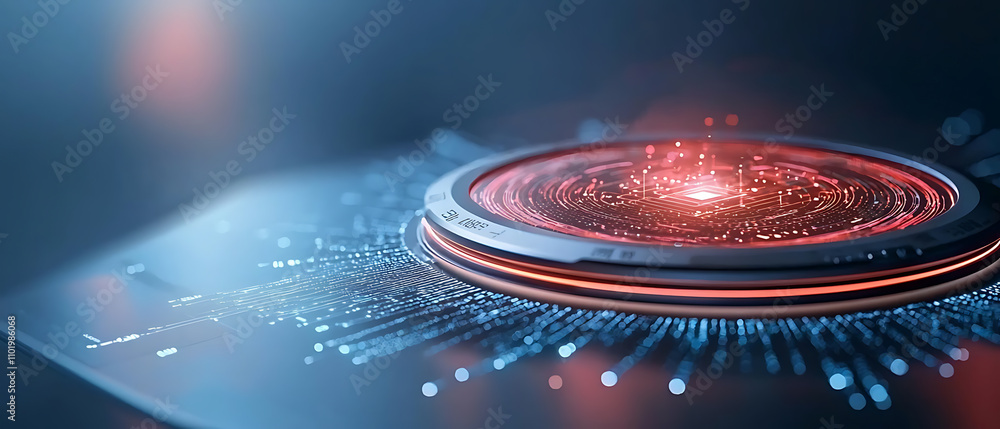 Poster ai system holographic breach alert interface high-tech environment digital content futuristic viewpo