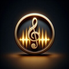 3D Render orange and yellow neon light music icon.
