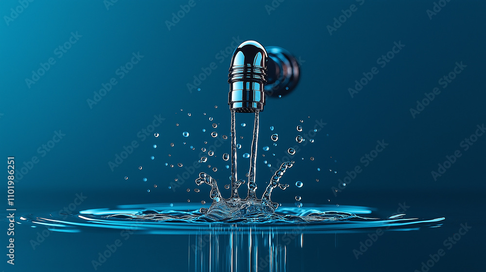 Aufkleber close up of dripping faucet creating ripples in water