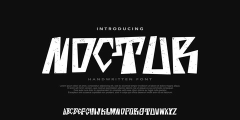 Typeface Handwritten Font Alphabet, Grunge style and texture,design for music ,movie,clothing,brand, fashion.Vector Illustration