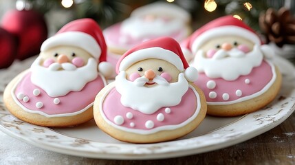 Fototapeta premium Cute Santa Claus christmas cookies with colorful icing 