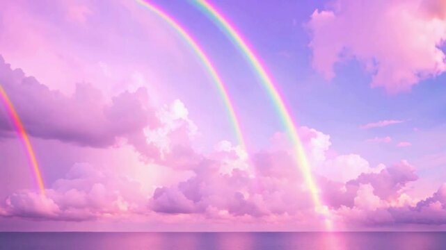 Rainbow Unicorn Sky with Magical Clouds 4K video. , rainbow and clouds hd video