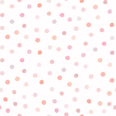 Seanless pattern with colorful polka dots on white background.