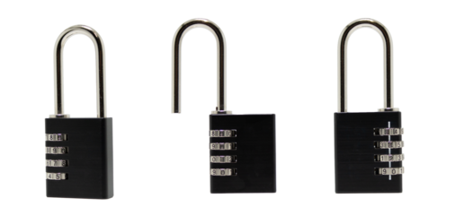 padlock close and open isolated on transparent background
