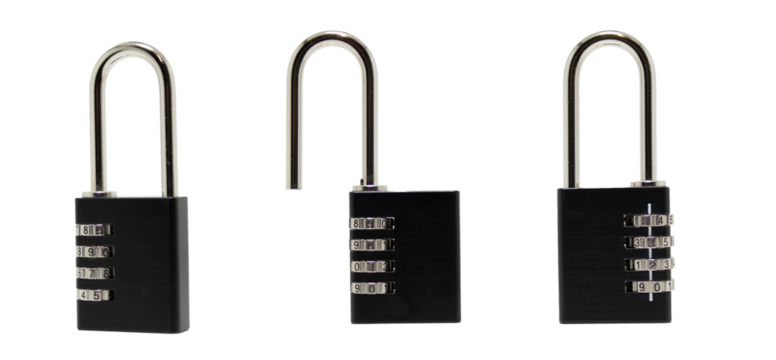 padlock close and open isolated on transparent background