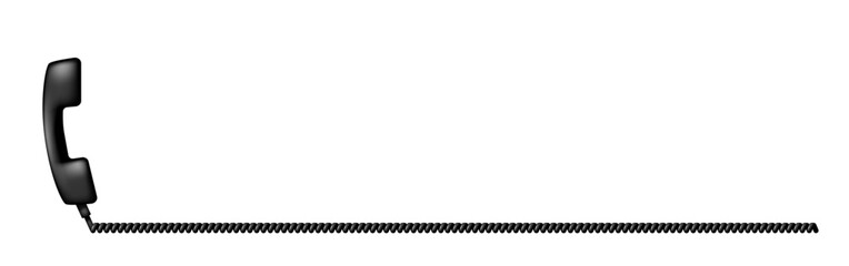 Telephone receiver with a cord. Phone handset with extension cord. Vector clipart.