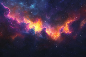 Fototapeta premium Vibrant Cosmic Nebula in Deep Space