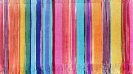 colorful fabric texture background, A flat surface of woven fabric with colorful stripes, arranged in horizontal rows. The colors are pastel. There is space between each strip to show its texture. 