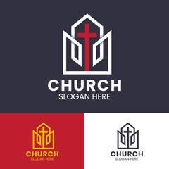 Modern Church Logo with Cross and Geometric Design