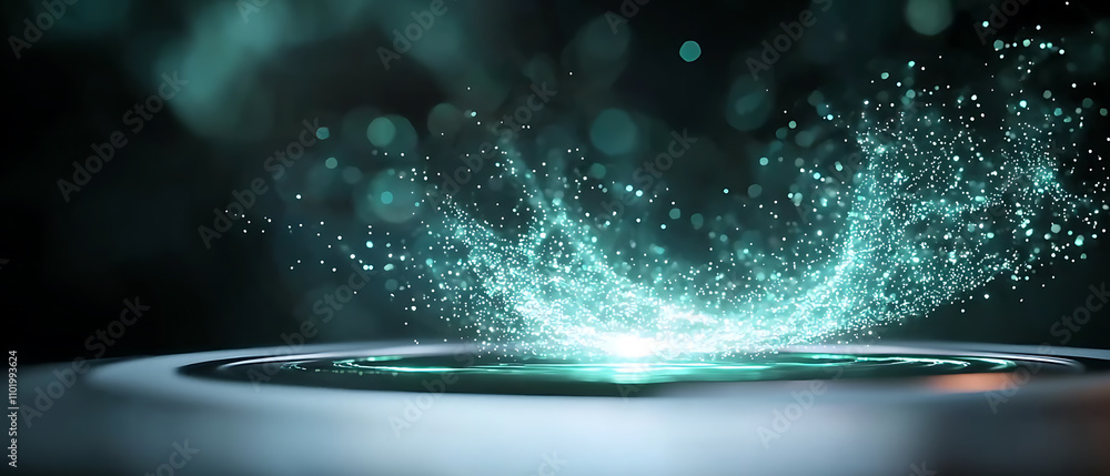 Poster quantum entanglement cryptography in a glowing hologram high-tech environment digital art futuristic