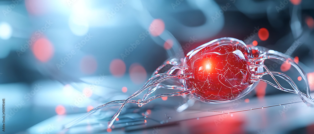 Poster exploring quantum entanglement hologram technology in digital science lab environment futuristic per