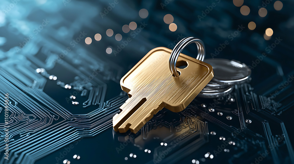 Poster quantum key distribution technology digital holographic display secure environment futuristic viewpo