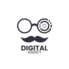 Minimalist Digital Agency Logo with Glasses