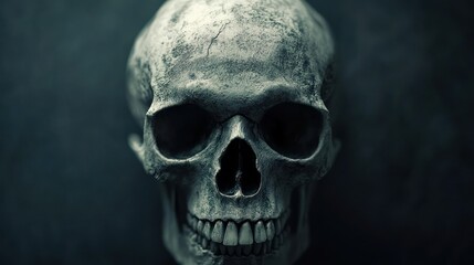 Obraz premium Human Skull with a Dark Background