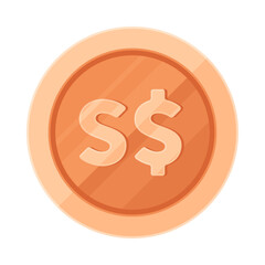 Copper coin with Singapore dollar sign (S$). Economy, finance, investment, profit, money, SGD currency concept. Flat vector illustration isolated on white background