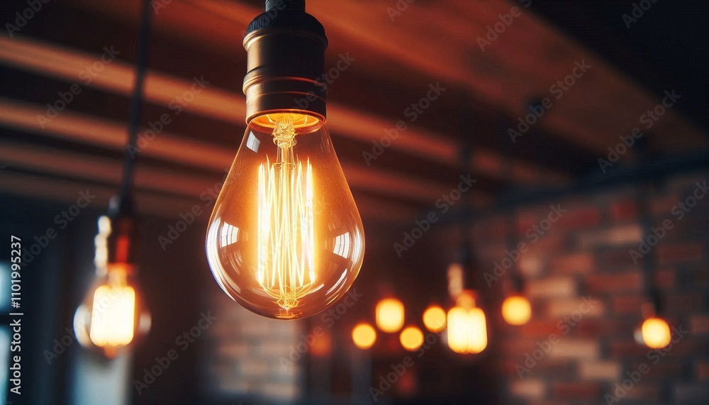 Poster a light bulb with a glowing light inside of it