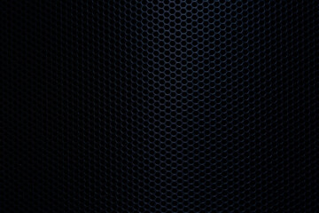 Naklejka premium Black technology background macro,Speaker grille texture,Close-up of black background texture,macro black background texture,Seamless pattern of texture silver or stainless steel hexagon for backgroun