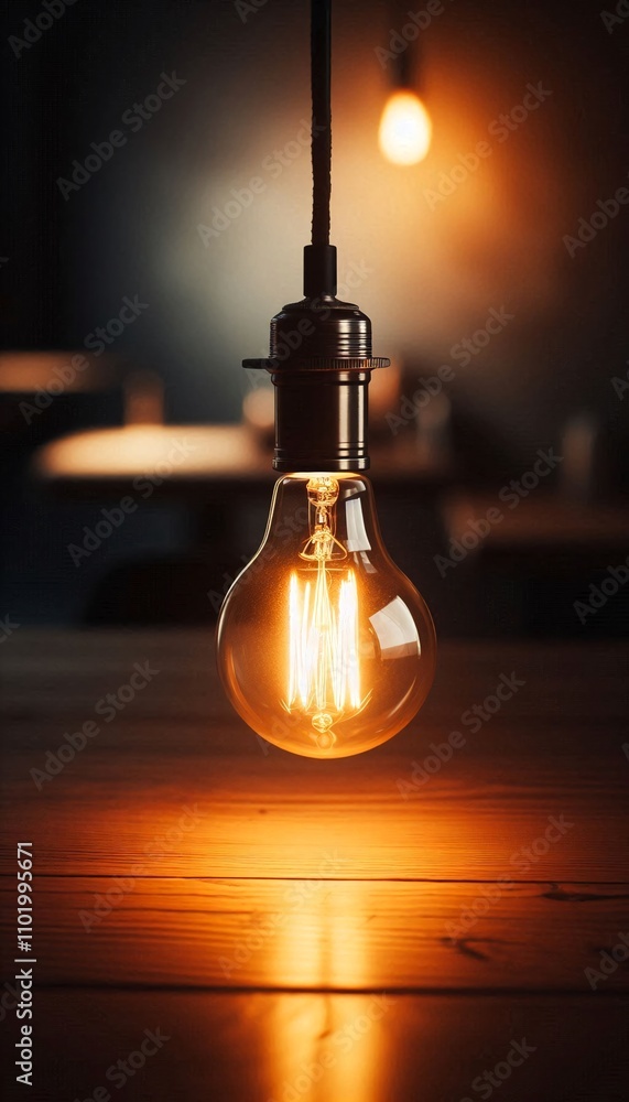Poster a light bulb with a glowing light inside of it