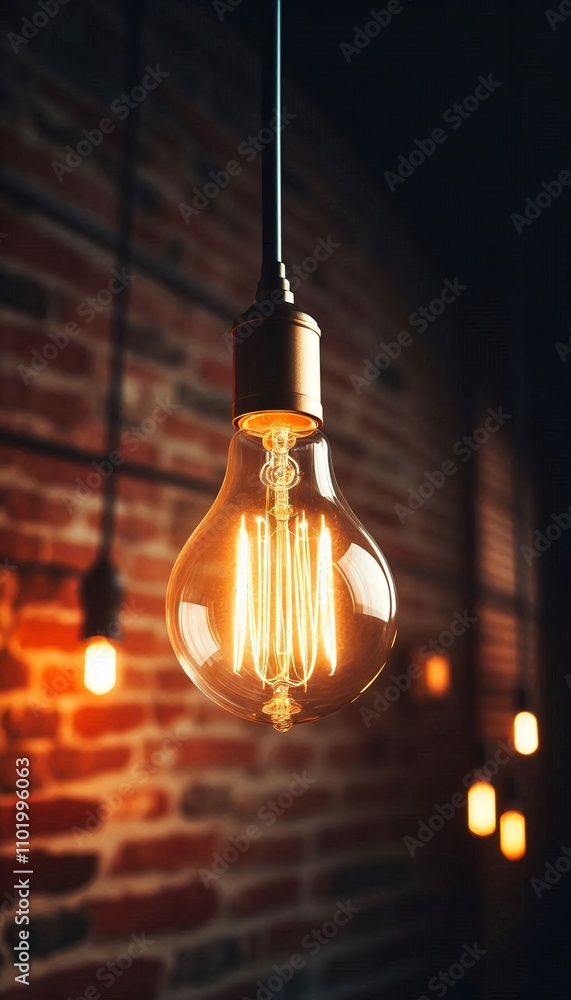 Poster a light bulb with a glowing light inside of it