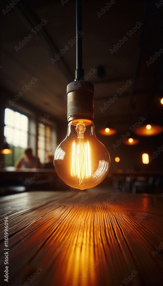 Poster a light bulb with a glowing light inside of it