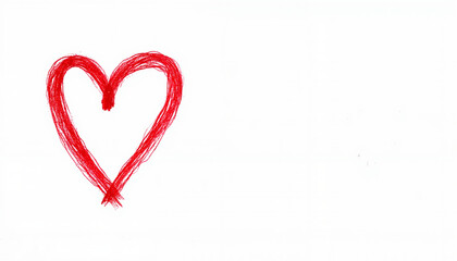 Hand-drawn red heart illustration on a blank white background, Valentine's Day Celebration background