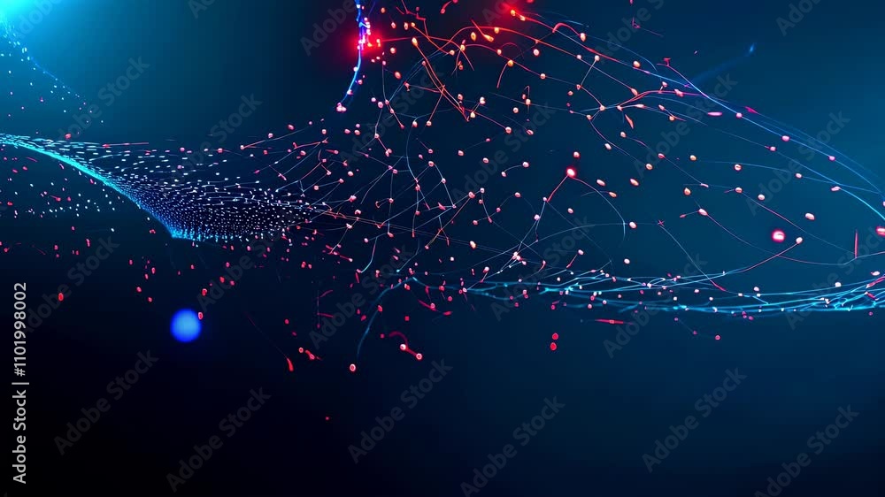 Poster abstract digital network: a mesmerizing abstract illustration of a digital network, with glowing red
