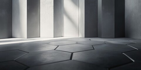 Obraz premium A minimalist geometric design with monochromatic hexagonal tiles background
