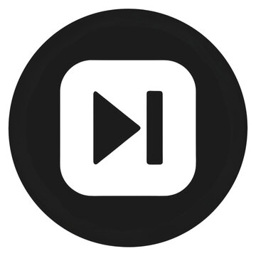 A black circular button featuring a right-facing triangular play symbol paired with a vertical line, merging play and pause functions, isolated on a transparent background