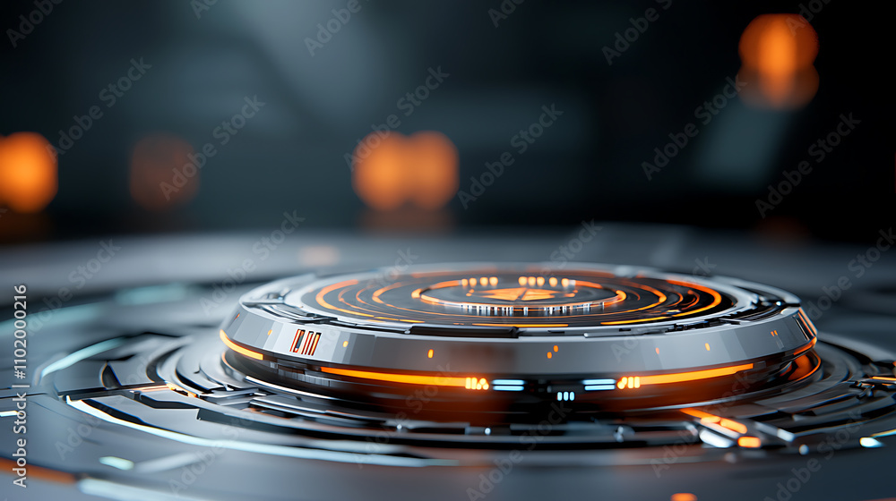 Poster futuristic quantum decryption interface digital lab holographic technology sci-fi environment close-