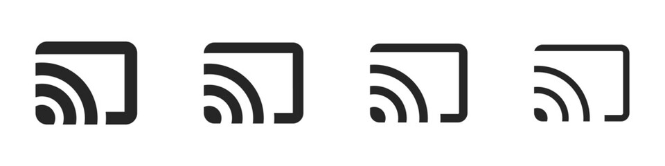 Screen cast with monitor and wireless technology for Your device symbol. Vector icons in flat style.