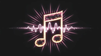 3D Render orange and yellow neon light music icon.

