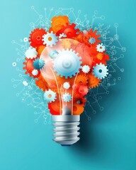 A light bulb with gears on it