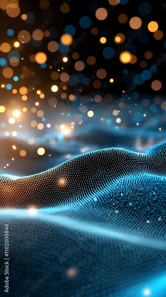 Poster innovative virtual quantum encryption system glowing hologram digital space technology art futuristi