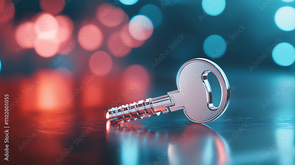 Poster innovative virtual quantum key exchange digital security cyber technology modern environment close-u