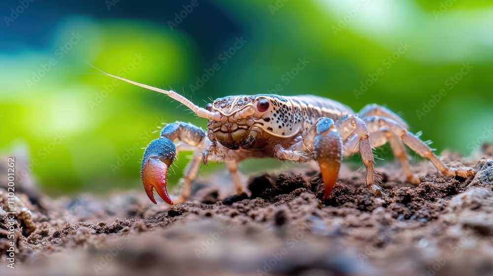 Poster a fascinating close-up of a ghost crab, capturing its distinct features and lively pattern, as it st