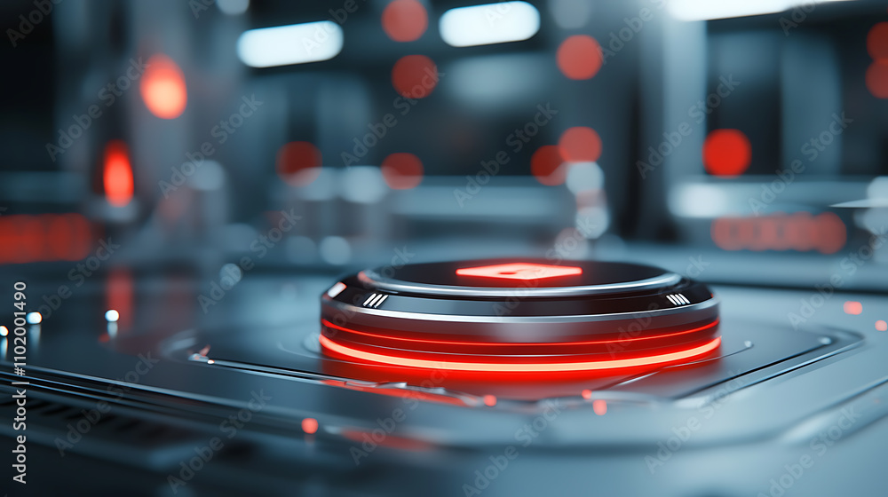 Poster virtual threat detection ai system glowing red alert in futuristic environment technology overview