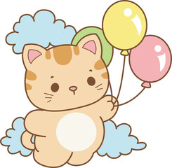 Illustration of cute kitty icon.
Funny cat in daily activities elements.
