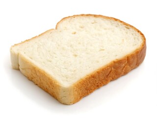 Single Slice of White Bread Isolated on White Background