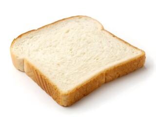 Single Slice of White Bread Isolated on White Background